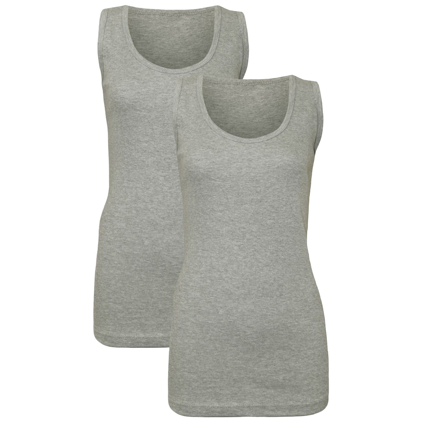 2 PACK NEW LADIES WOMEN PLAIN SUMMER STRETCHY RIBBED CASUAL TOP T SHIRT  VEST