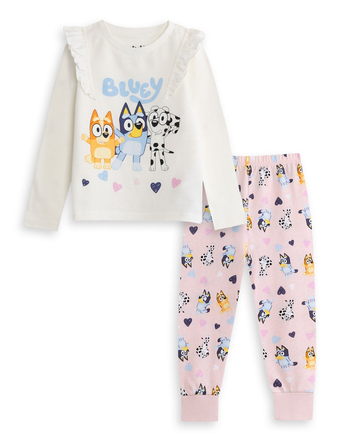 Bluey Long Sleeve Long Leg Pyjama Set | Girls Cream | Official Merch