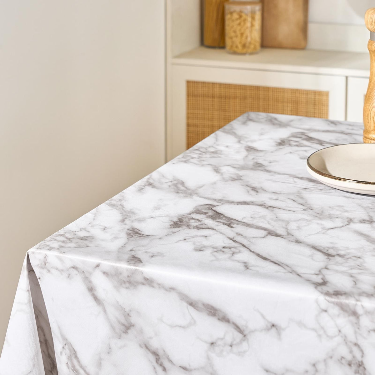 OHS Marble Effect Tablecloth PVC Table Protector Home Decor Tableware