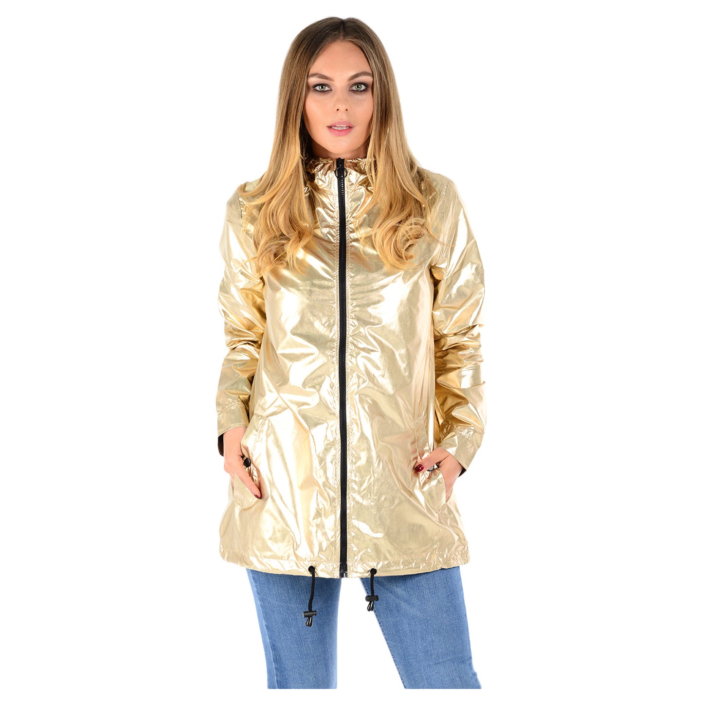 LADIES RAINCOAT WOMENS WATERPROOF FESTIVAL HOODED COAT PARKA RUBBERISED JACKET