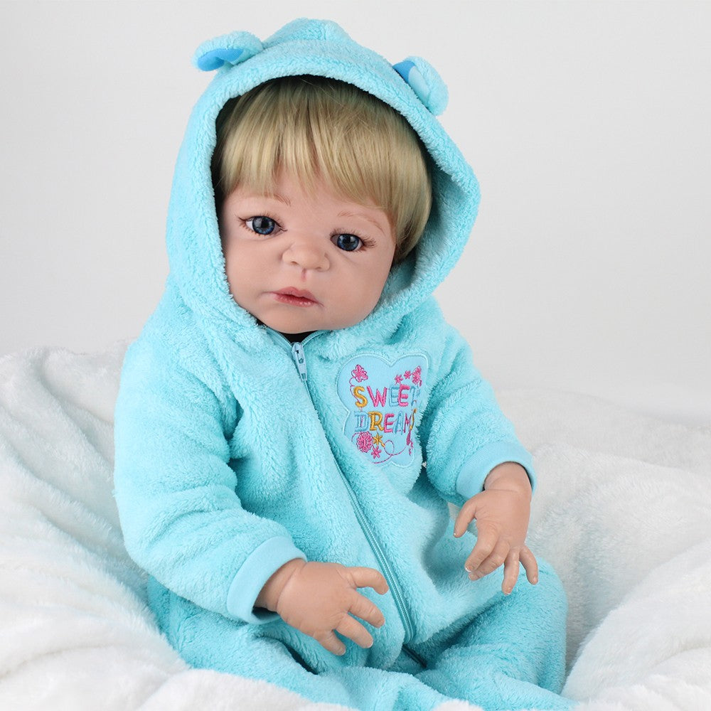 22" Lifelike Reborn Baby Dolls Toddler Boy Full Body Vinyl Silicone Newborn Doll