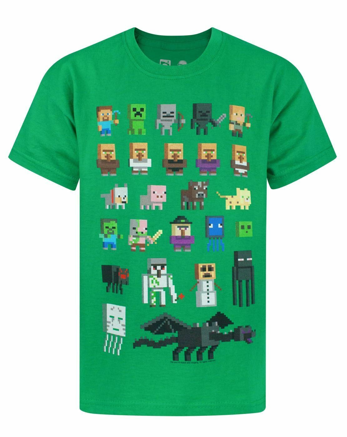 Minecraft Short Sleeved T-Shirt | Boys Green Gaming | Official Merch