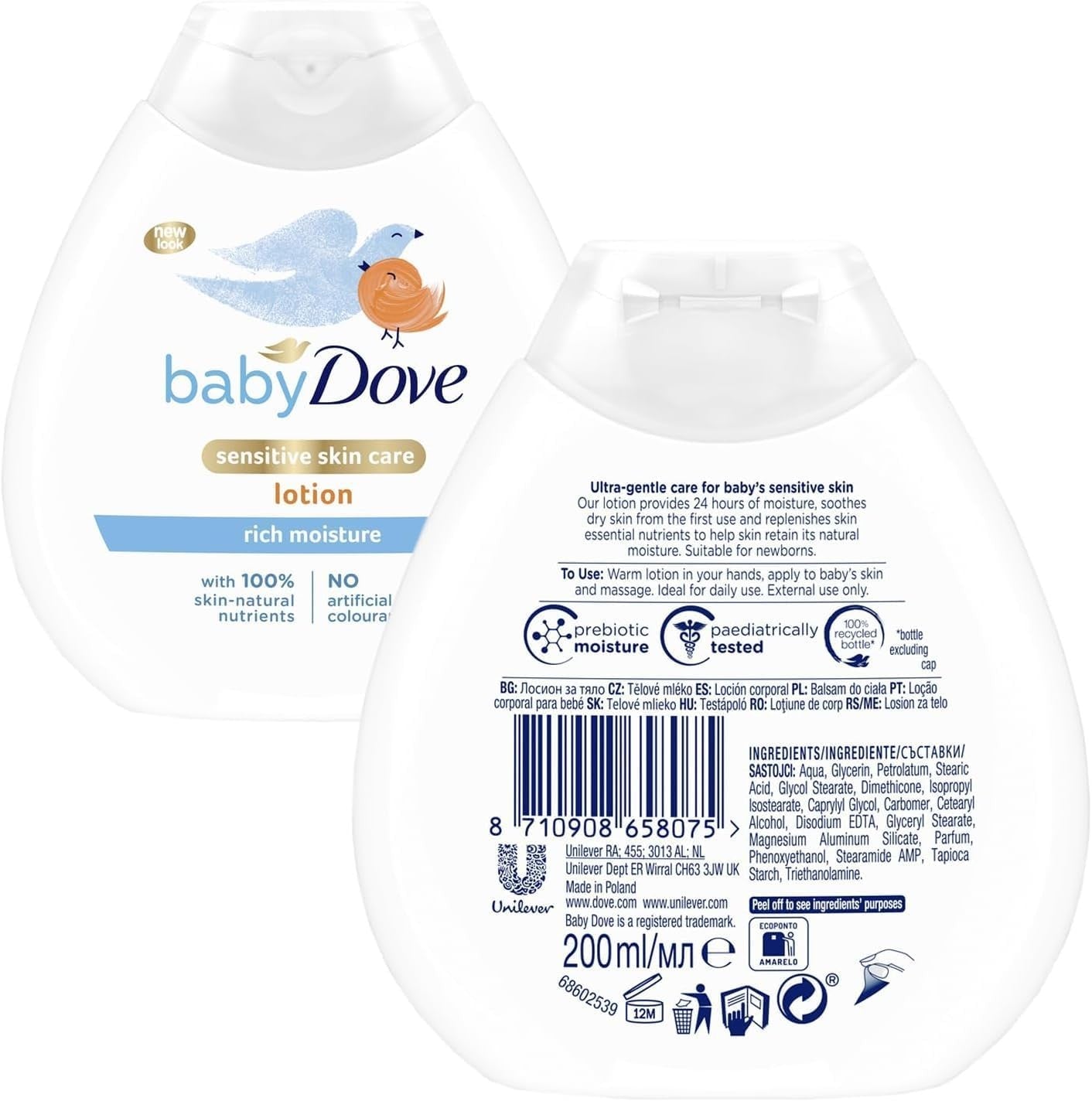Baby Dove Rich Moisture Baby Care Set – 3-Piece Bundle: Tear-Free Head to Toe