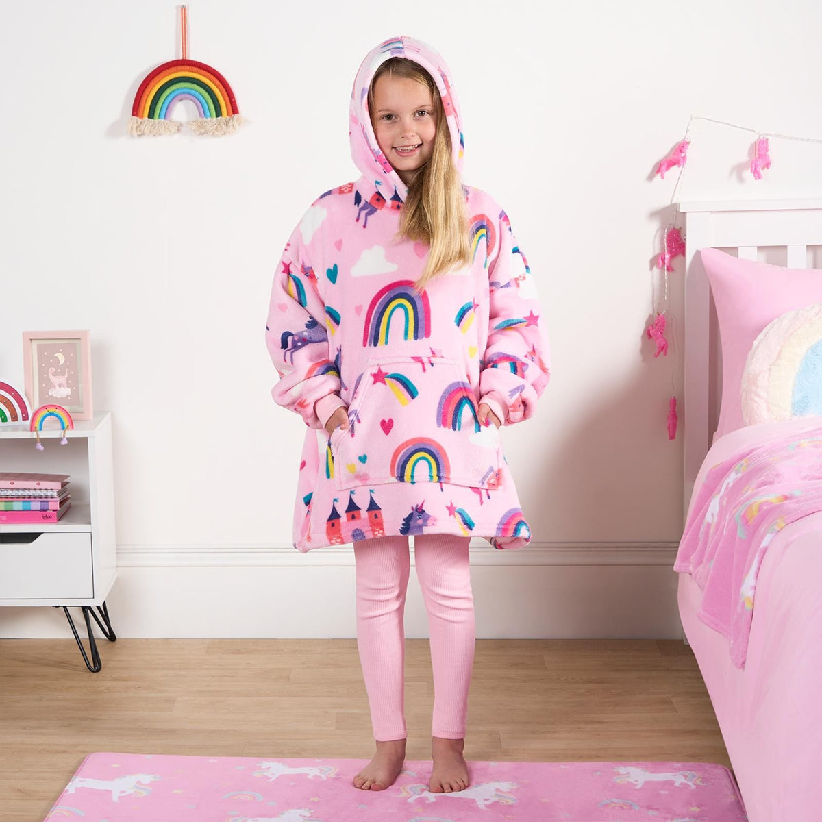 Rainbow Hoodie Oversized Wearable Throw Sherpa Fleece Giant Warm Soft Blanket