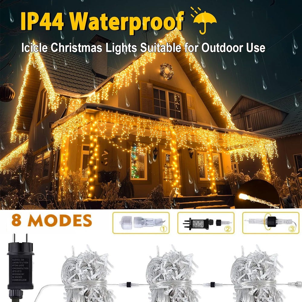 CHRISTMAS LED WHITE SNOWING ICICLE BRIGHT PARTY WEDDING XMAS OUTDOOR LIGHTS