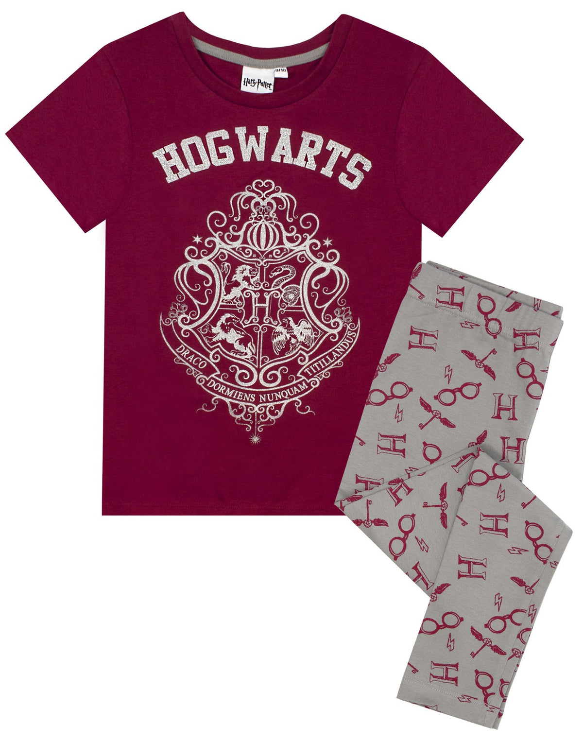 Harry Potter Short Sleeve Long Leg Pyjama Set | Girls Purple | Official Merch
