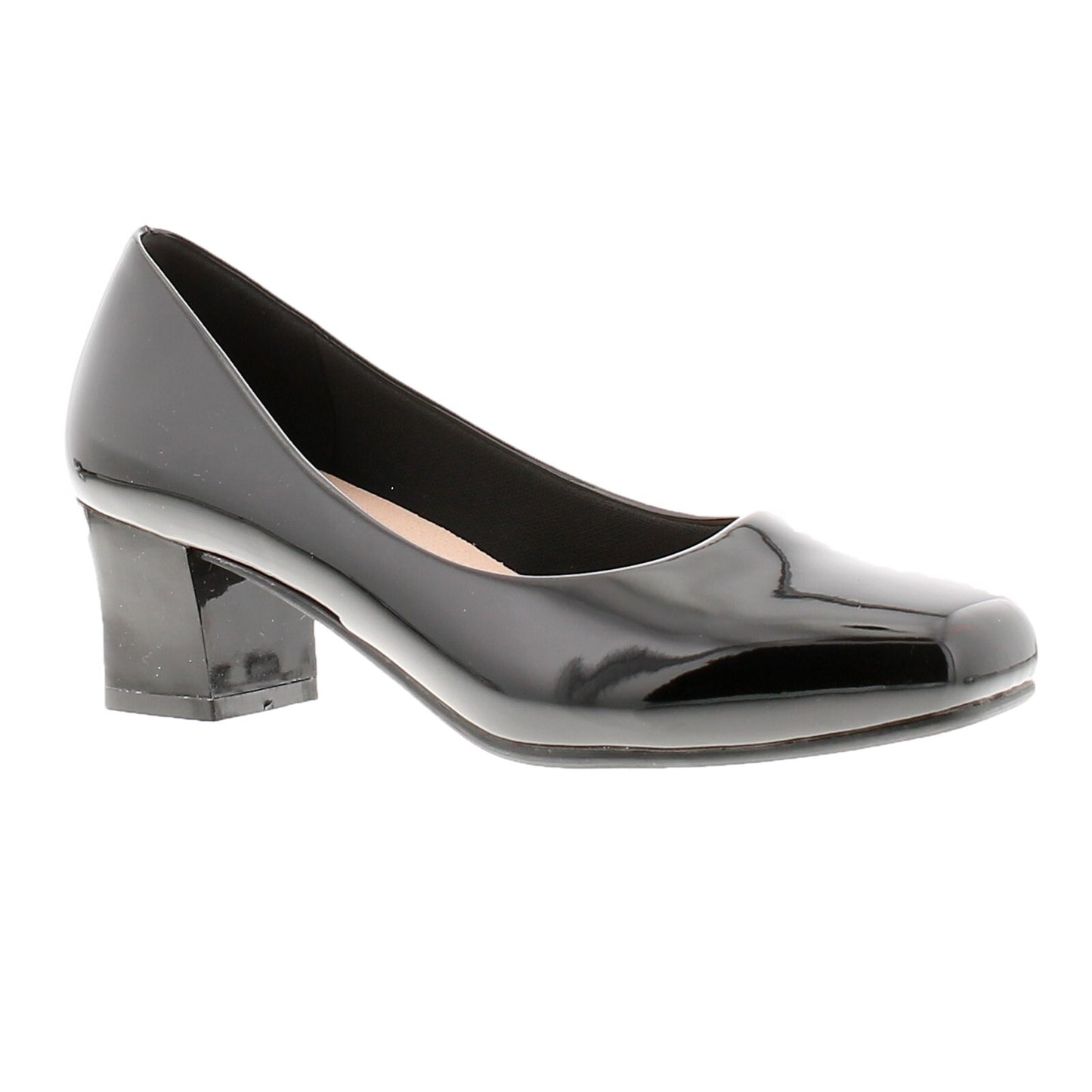 Ladies Court Shoes Wide Fit Mid Block Heel Casual Formal Office Work Footwear