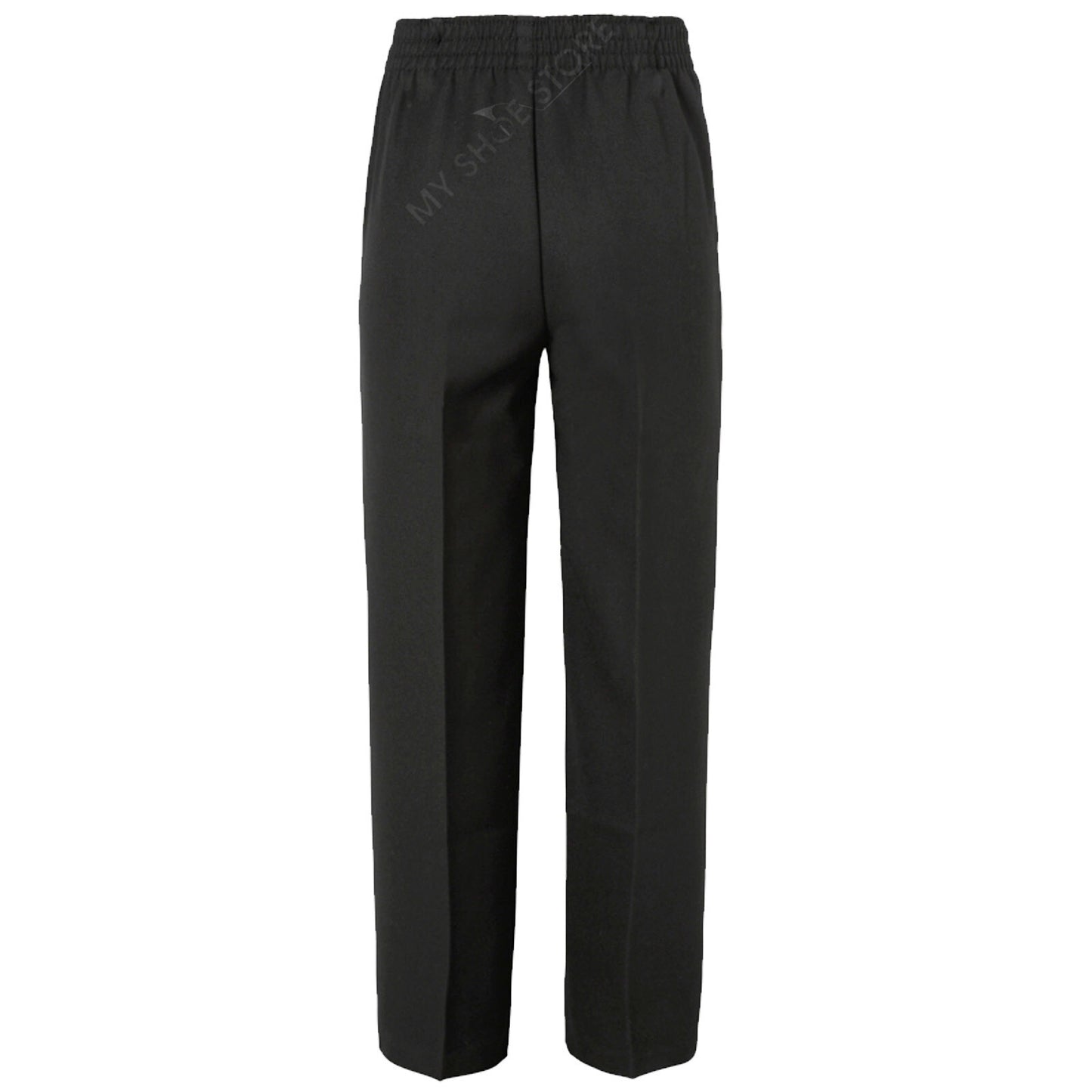 BOYS KIDS CHILDREN SCHOOL UNIFORM TROUSERS PULL UP HALF ELASTICATED TEFLON PANTS