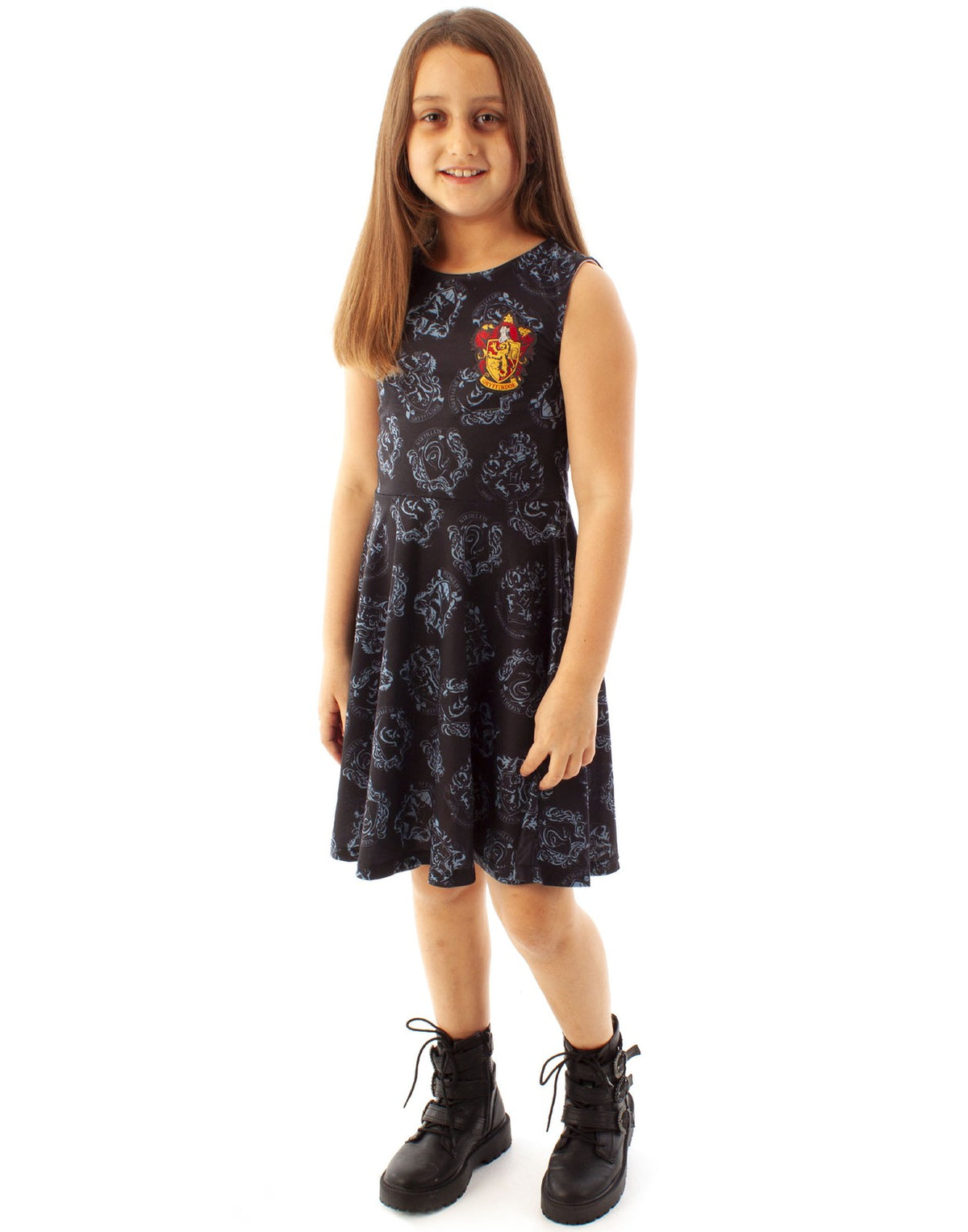 Harry Potter Sleeveless Skater Dress | Girls Black | Official Merch