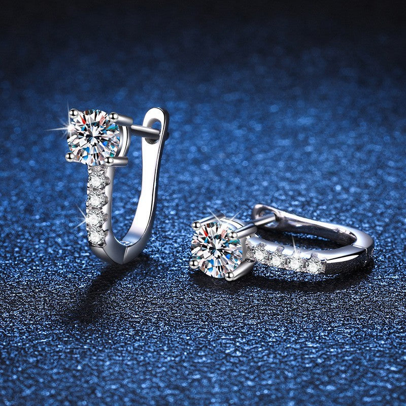 925 Sterling Silver Crystal Cubic Zirconia Elegant Hoop Earrings Women Jewellery