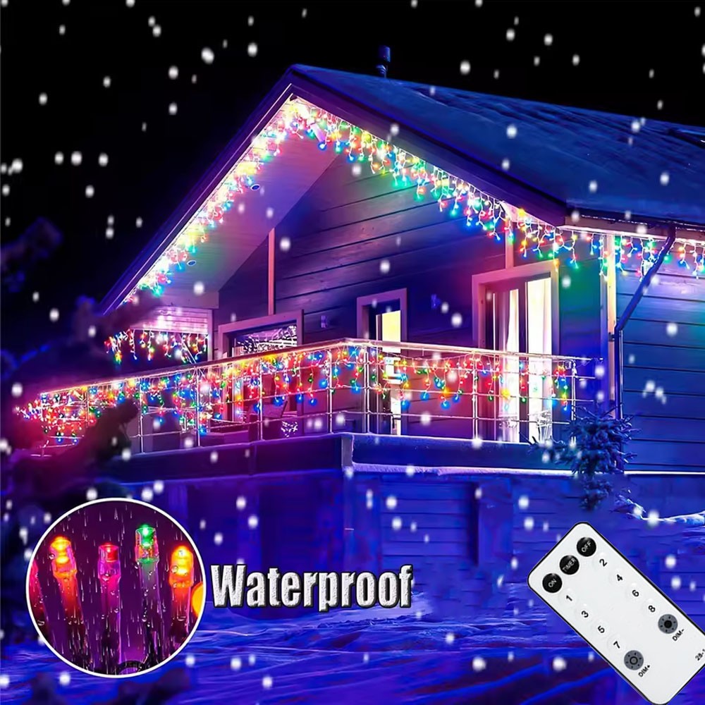 CHRISTMAS LED WHITE SNOWING ICICLE BRIGHT PARTY WEDDING XMAS OUTDOOR LIGHTS