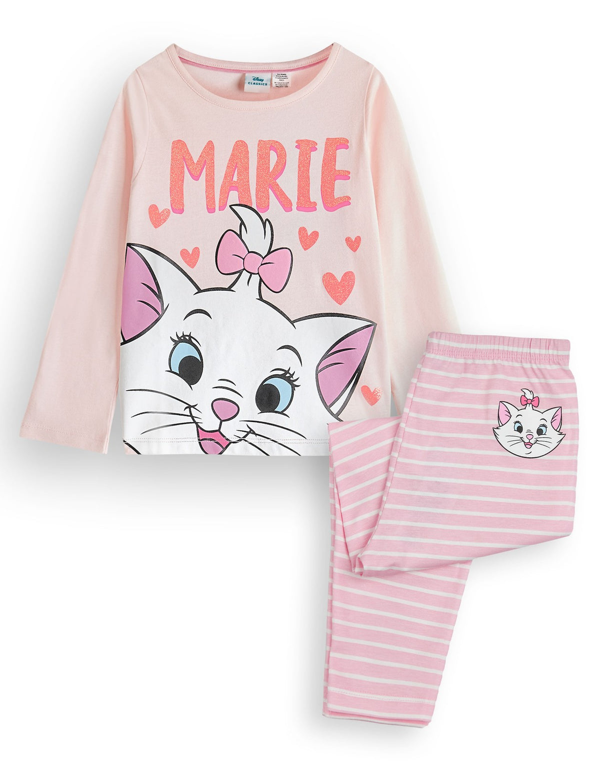 Disney Long Sleeve Long Leg Pyjama Set | Girls Pink | Official Merch