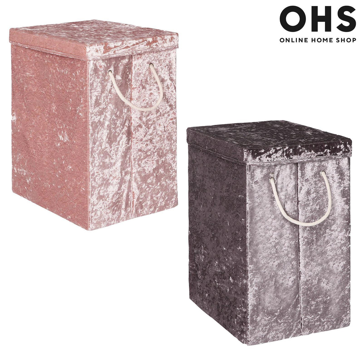 OHS Laundry Bag Crushed Velvet Foldable Compact Clothing Shoe Toy Storage Basket