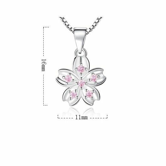 925 Sterling Silver Beautiful Flower Pendant Chain Necklace Womens Jewellery Gif