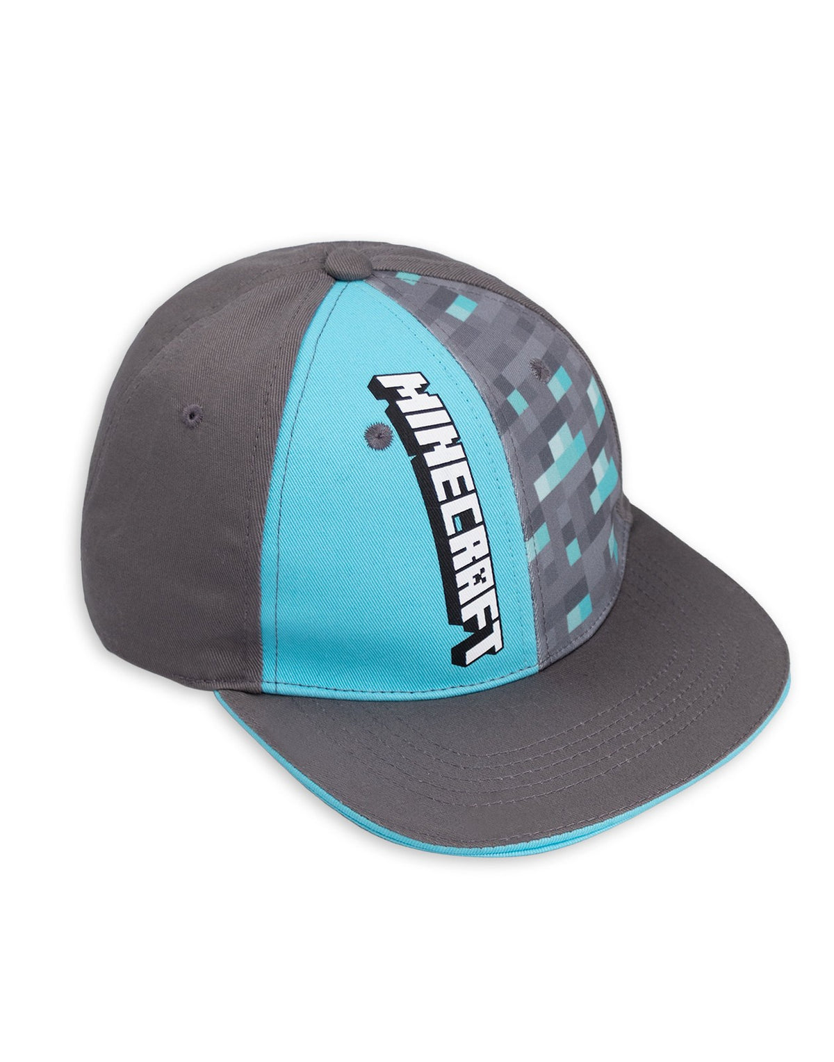 Minecraft Snapback Flat Cap | Boys Grey Gaming | Official Merch