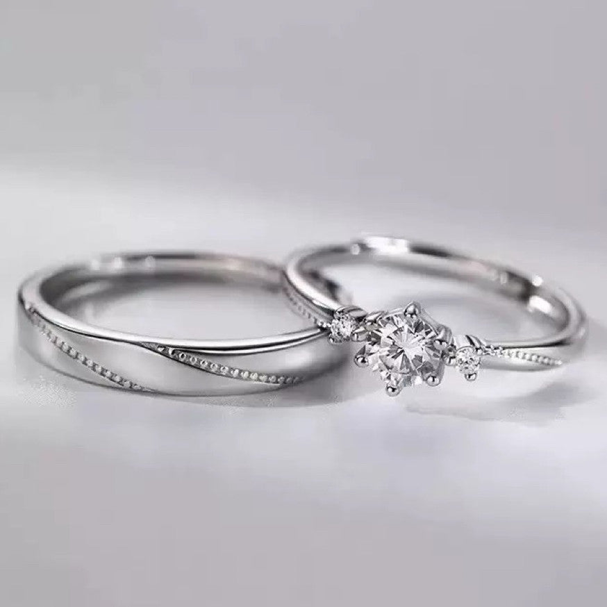 925 Sterling Silver Crystal Stone Adjustable Ring Women Girls Jewellery Gift UK