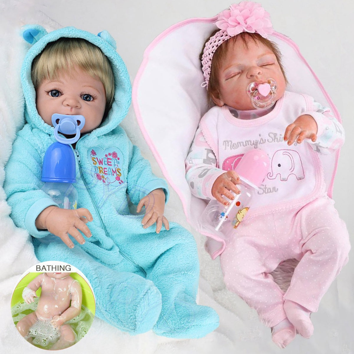 22" Lifelike Reborn Dolls Waterproof Baby Doll Full Body Silicone Vinyl Boy/Girl