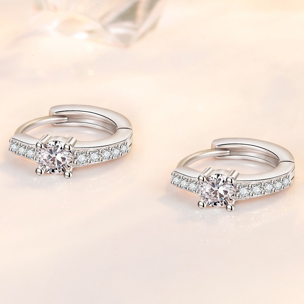 925 Sterling Silver Crystal Cubic Zirconia Hoop Earrings Women Girls Jewellery