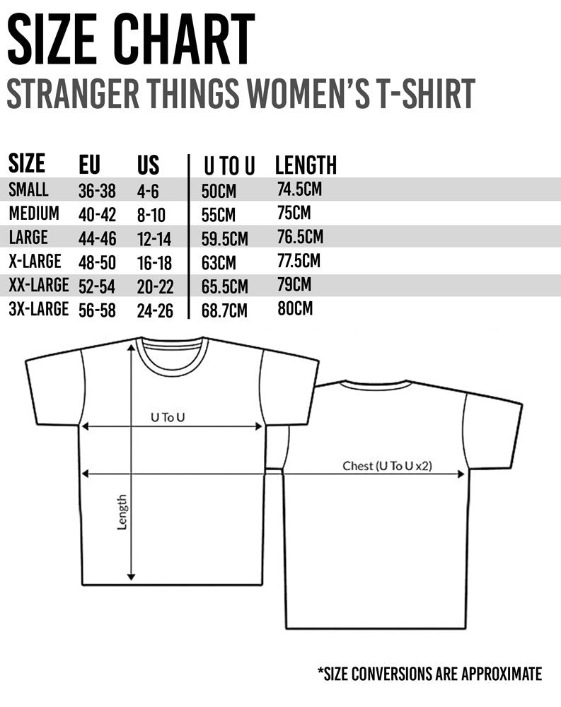 Stranger Things Short Sleeved T-Shirt | Womens Charcoal | Official Merch
