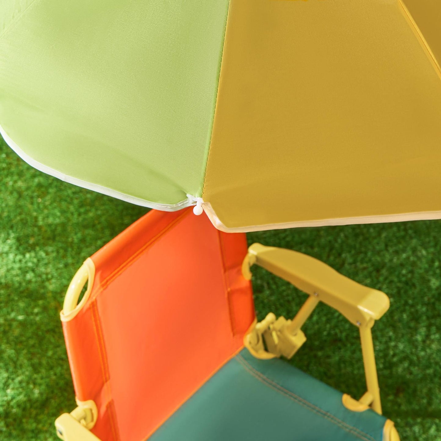 OHS Kids Camping Chair Parasol Set Colour Block Outdoor Garden Folding Seat