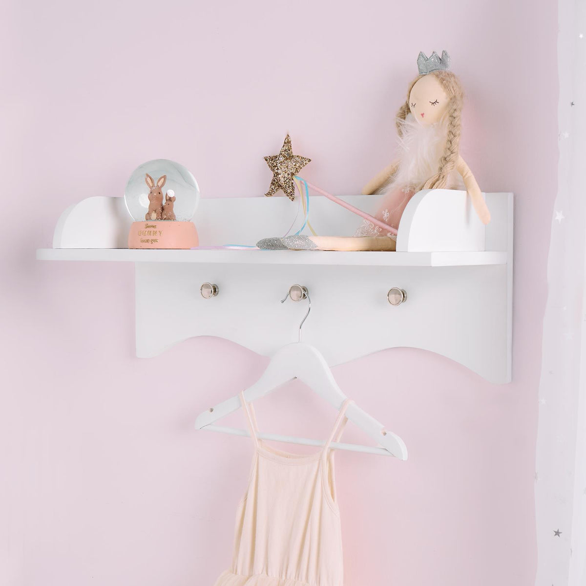 Kids Wall Shelf Hanger Hooks Decorative Organiser Shelving Bedroom Storage Rack