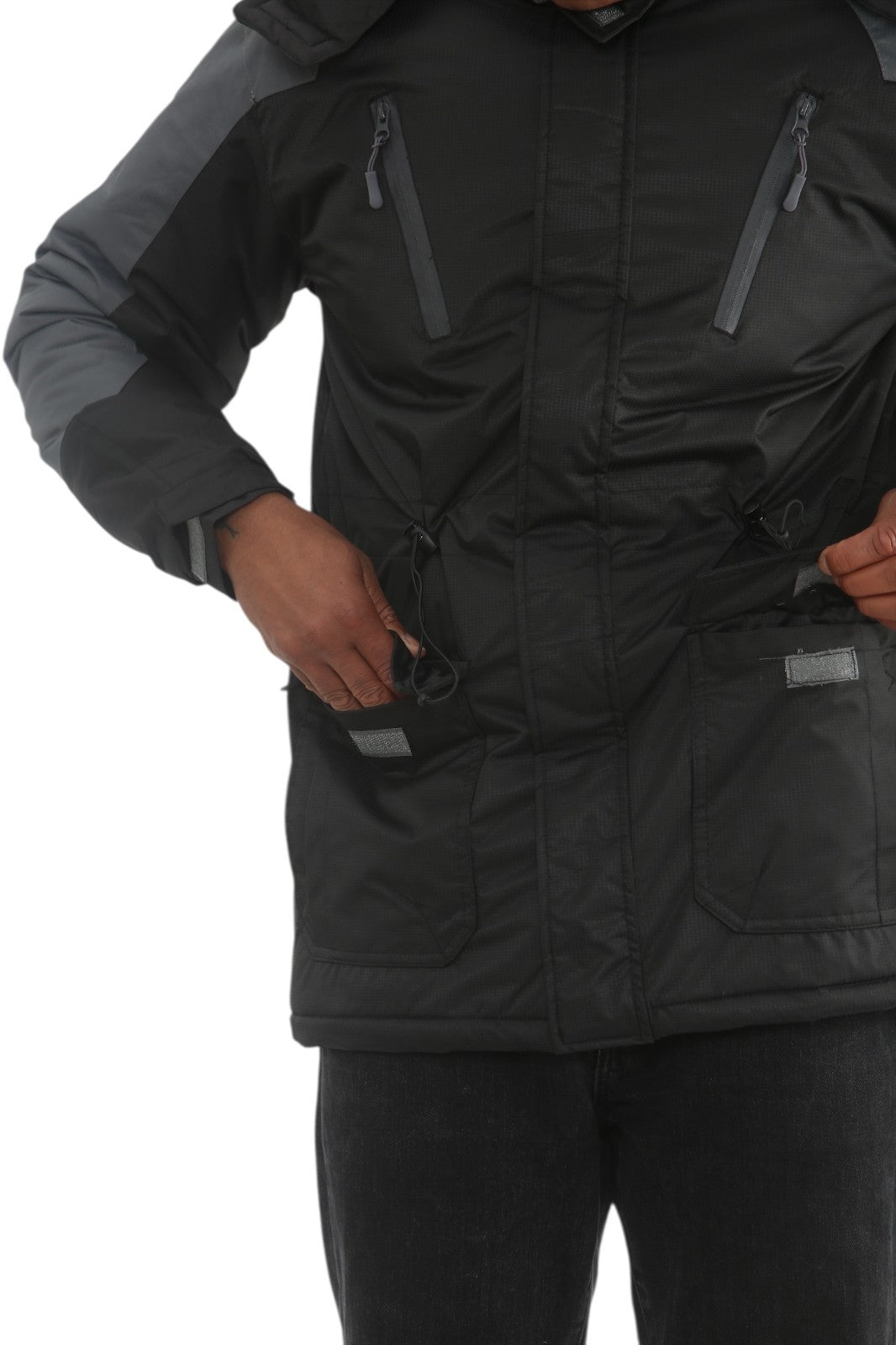 Mens Padded Winter Jacket Fleece Lined Warm Coat Hooded Waterproof Parka