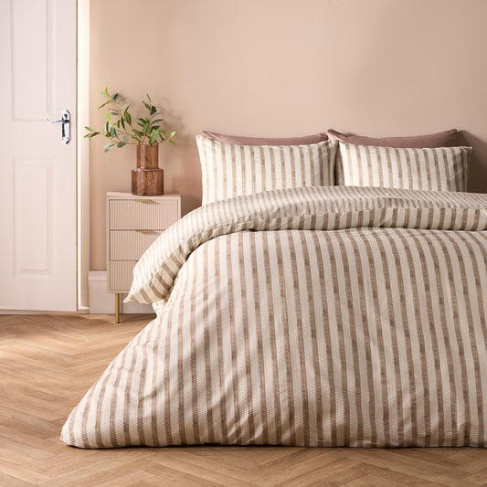 OHS Watercolour Embossed Bedding Set Stripe Duvet Cover with Pillowcase