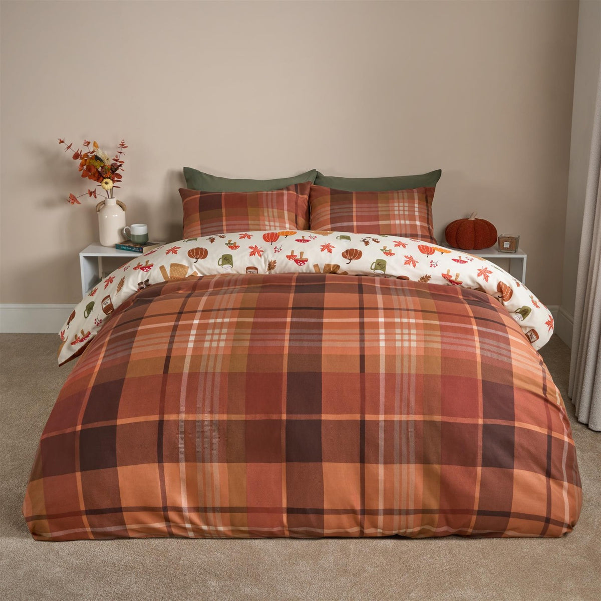 OHS Autumn Gonk Bedding Set Reversible Microfibre Duvet Cover with Pillowcase