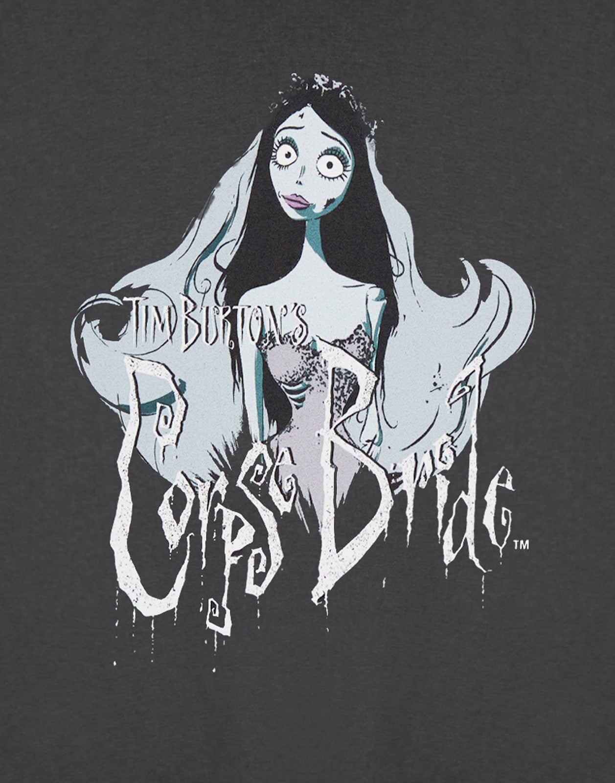 Corpse Bride Cropped Short Sleeved T-Shirt | Womens Charcoal | Official Merch