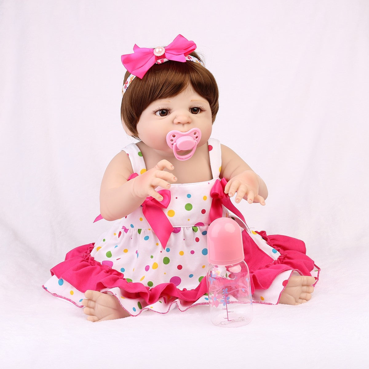 22" Waterproof Reborn Dolls Girl Lifelike Full Body Vinyl Silicone Newborn Doll