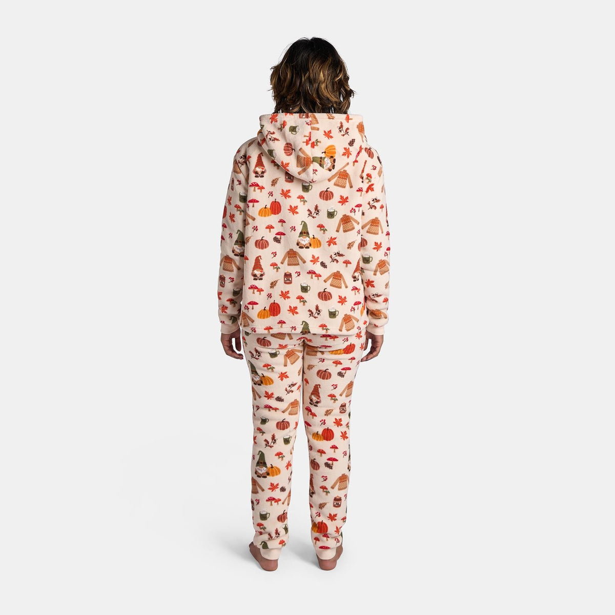 OHS Autumn Pyjama Set Pull Over Sherpa Hoodie 2 Piece Soft Loungewear Nightwear