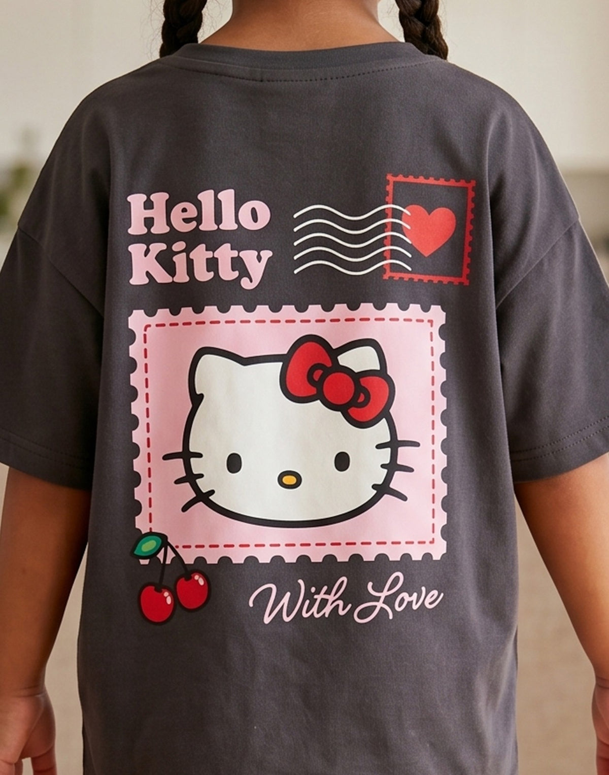 Hello Kitty T-Shirt and Shorts Set | Girls Grey | Official Merch