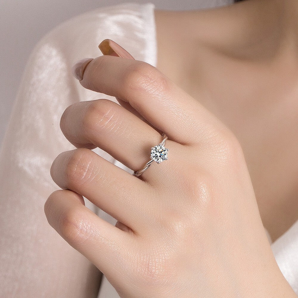 925 Sterling Silver Crystal Adjustable Ring Engagement Women Jewellery Gift UK