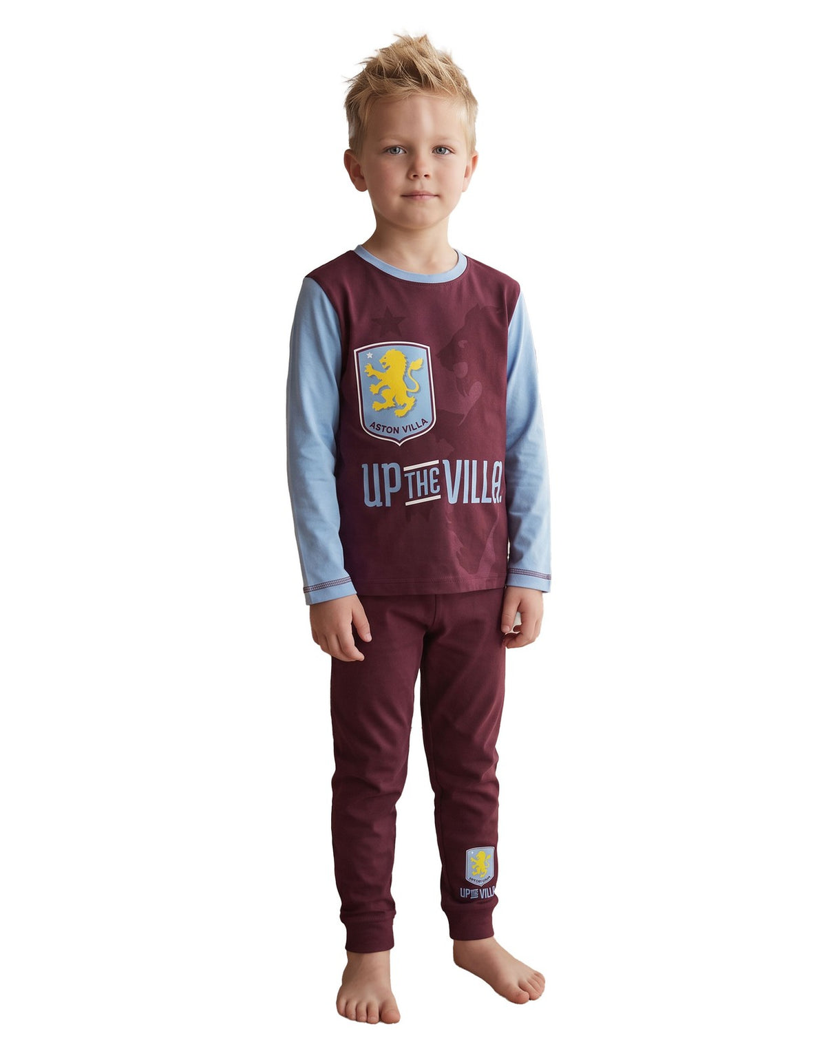 Aston Villa Long Sleeve Long Leg Pyjama Set | Boys Claret | Official Merch