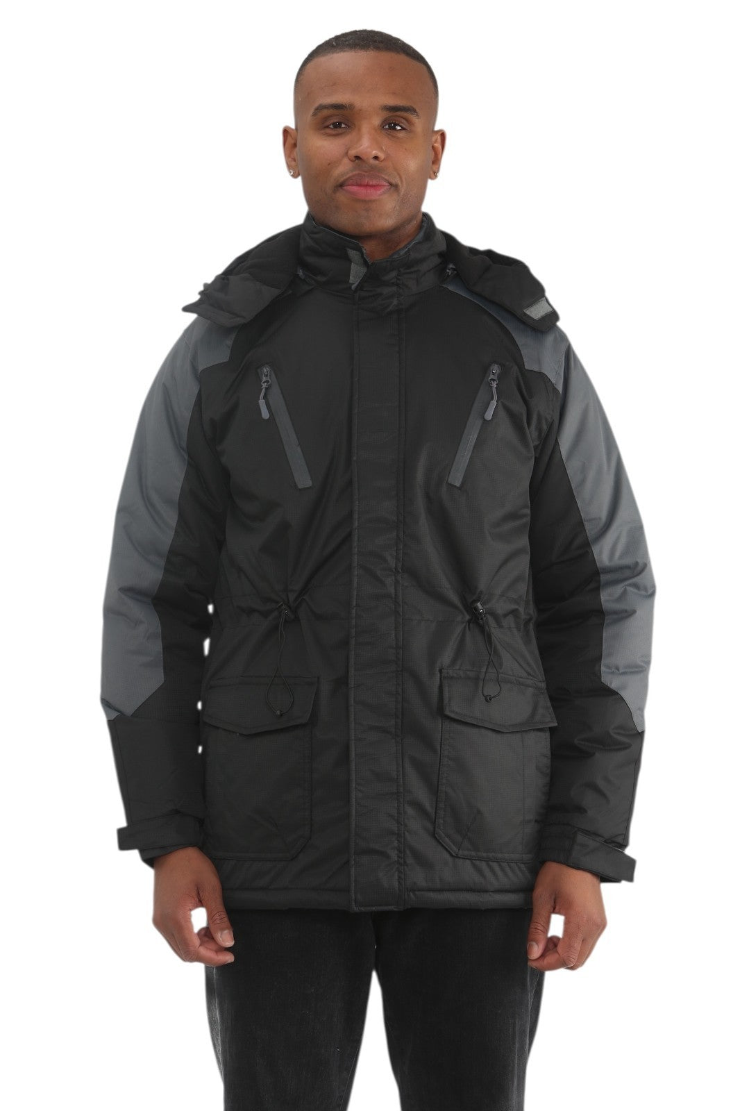 Mens Padded Winter Jacket Fleece Lined Warm Coat Hooded Waterproof Parka