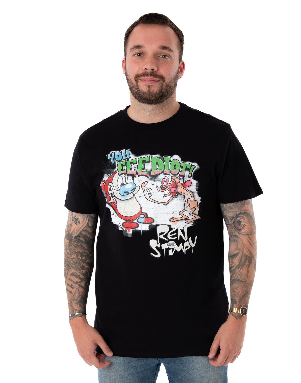 Ren & Stimpy Short Sleeved T-Shirt | Unisex Black | Official Merch
