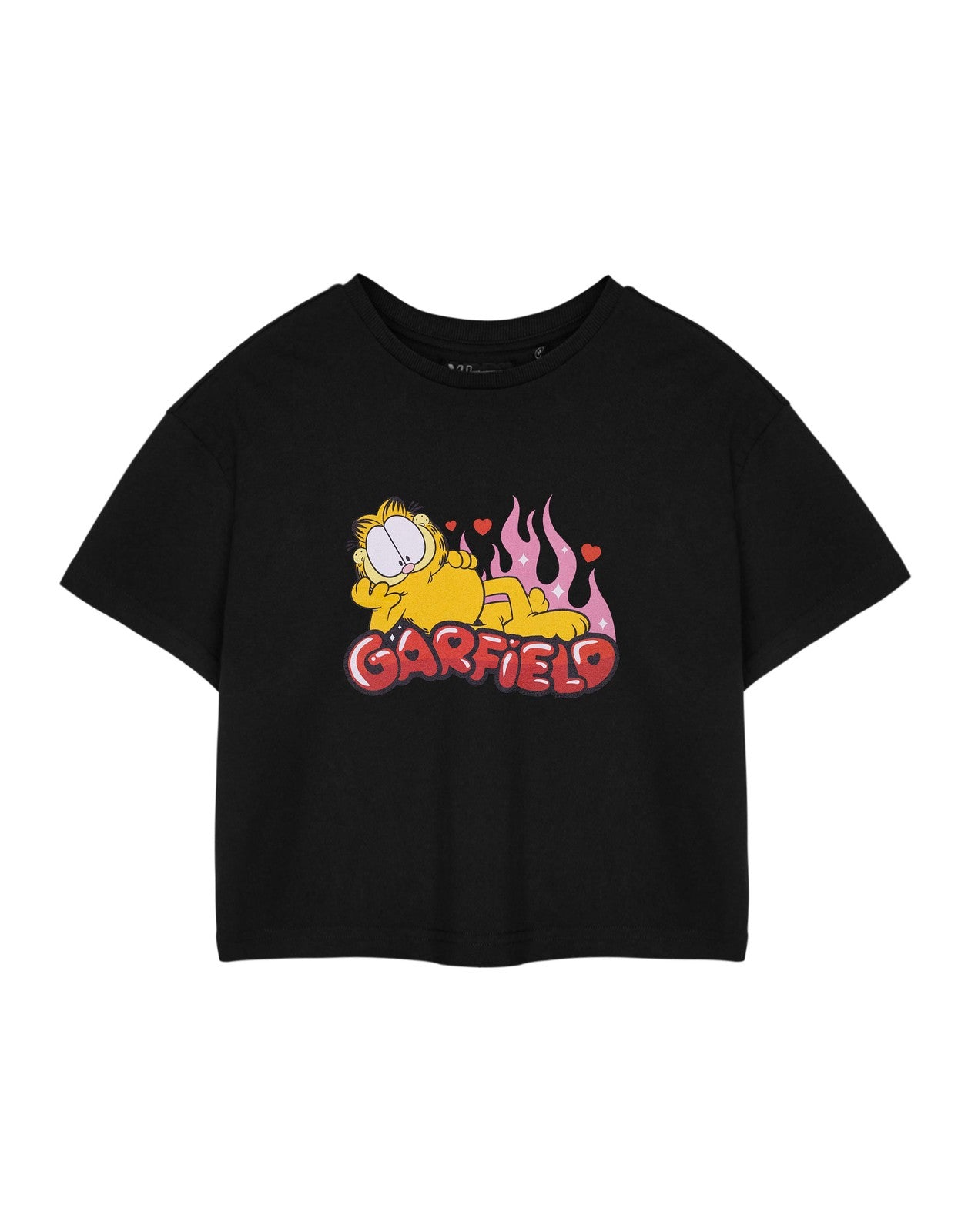 Garfield Cropped Short Sleeved T-Shirt | Womens Black | Official Merch