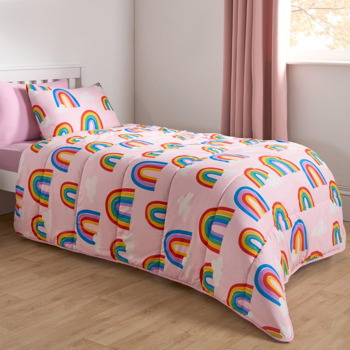 Coverless Duvet Pillowcase Rainbow 10.5 Tog Bedding Set Kids Single Travel Quilt