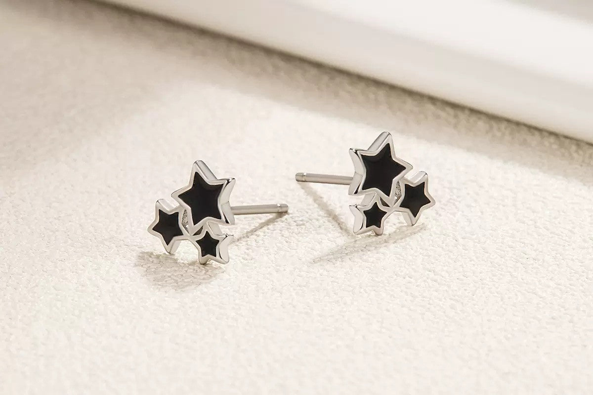 925 Sterling Silver Star Linked Stud Earrings Jewellery Women Girls Gift UK