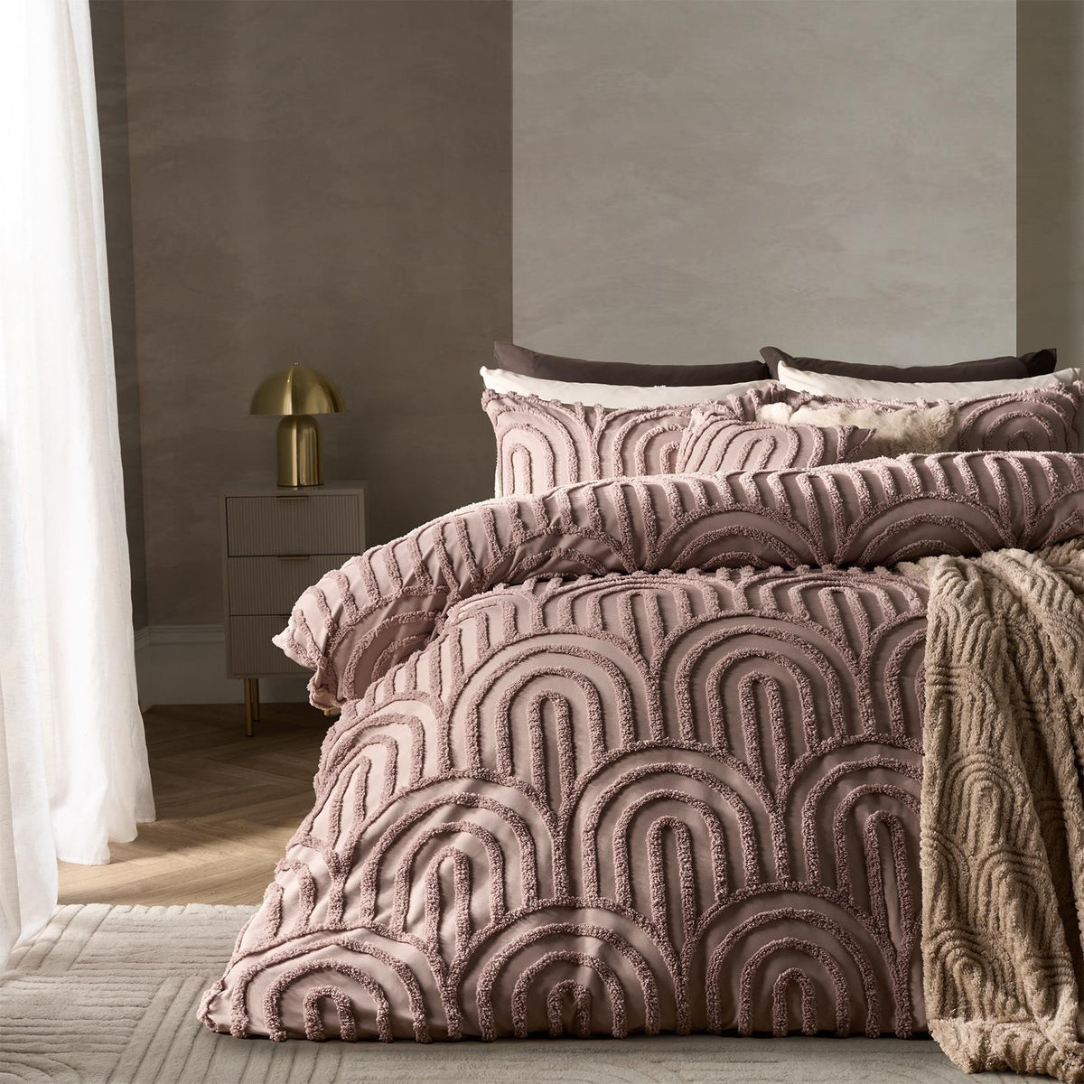 OHS Tufted Arches Bedding Set Duvet Cover with Pillowcase Double King Size