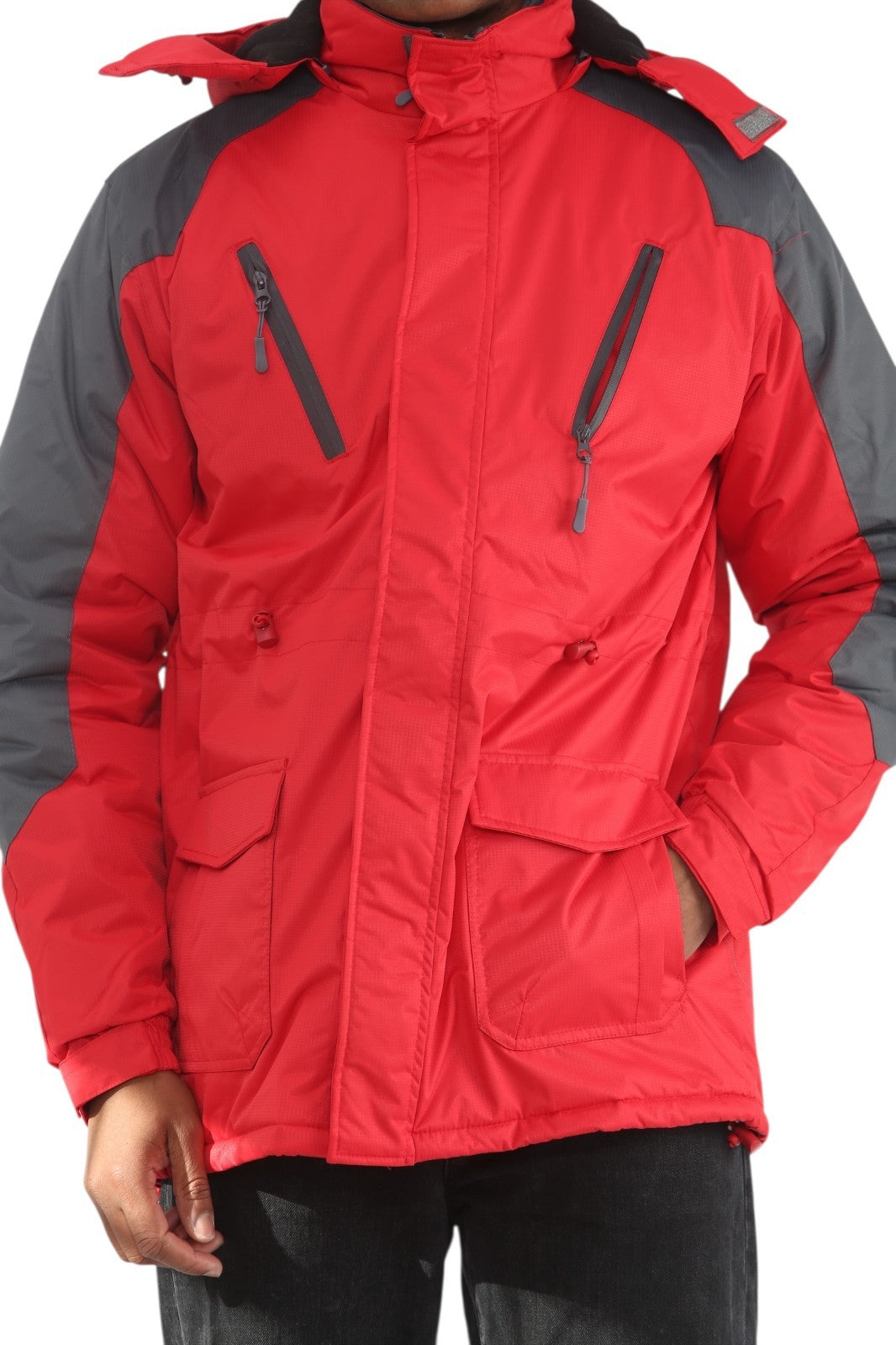 Mens Padded Winter Jacket Fleece Lined Warm Coat Hooded Waterproof Parka