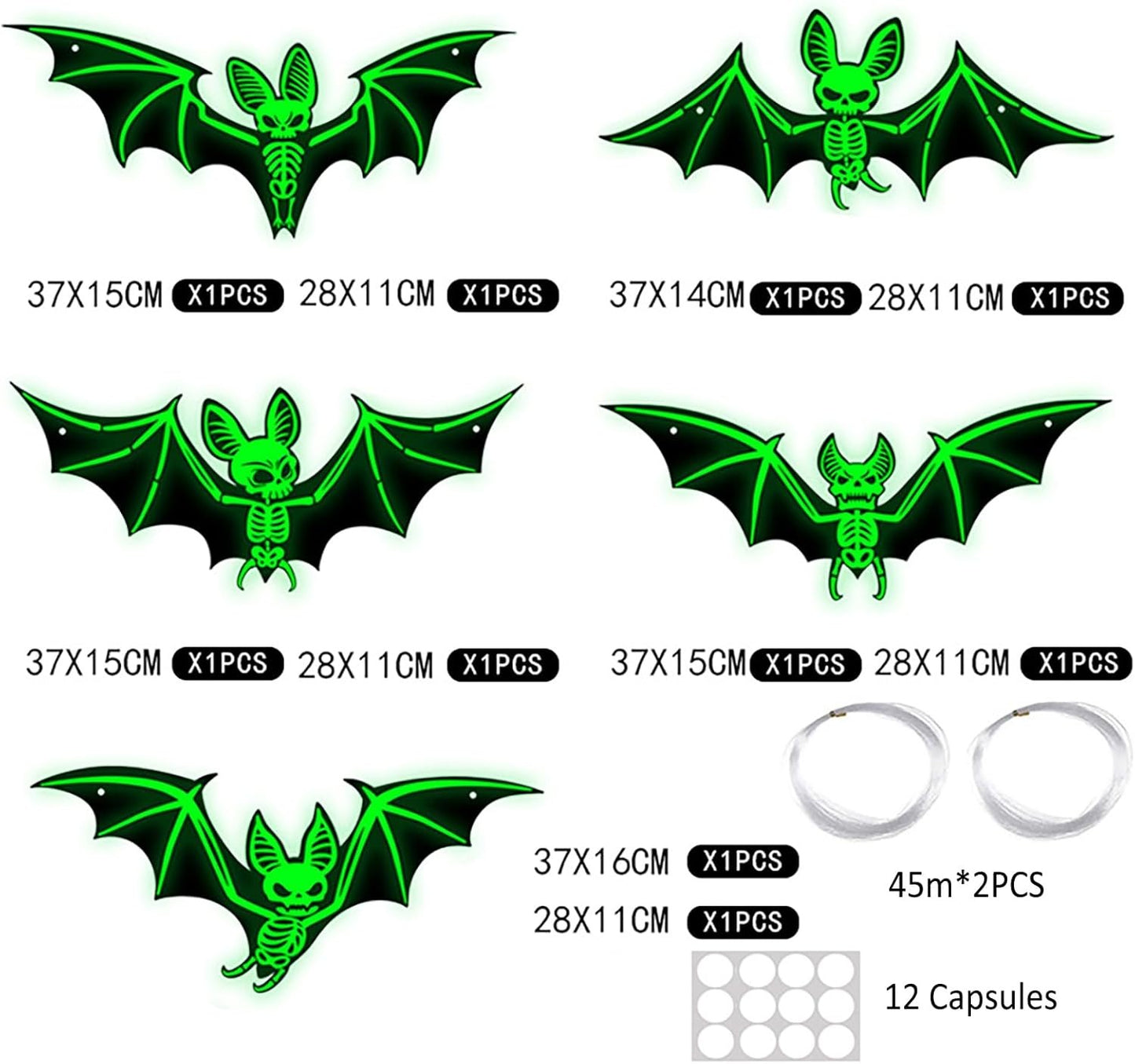 10Pcs Hanging Bats Halloween Decorations Outdoor - Large Flying Plastic Bats UK