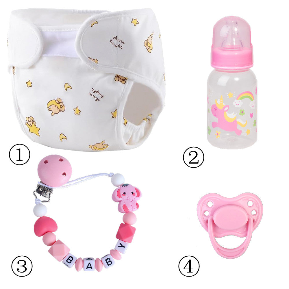 4PC Reborn Baby Dolls Cloth Diaper+Magnetic Dummy+Bottle+Dummy Clip Accessories