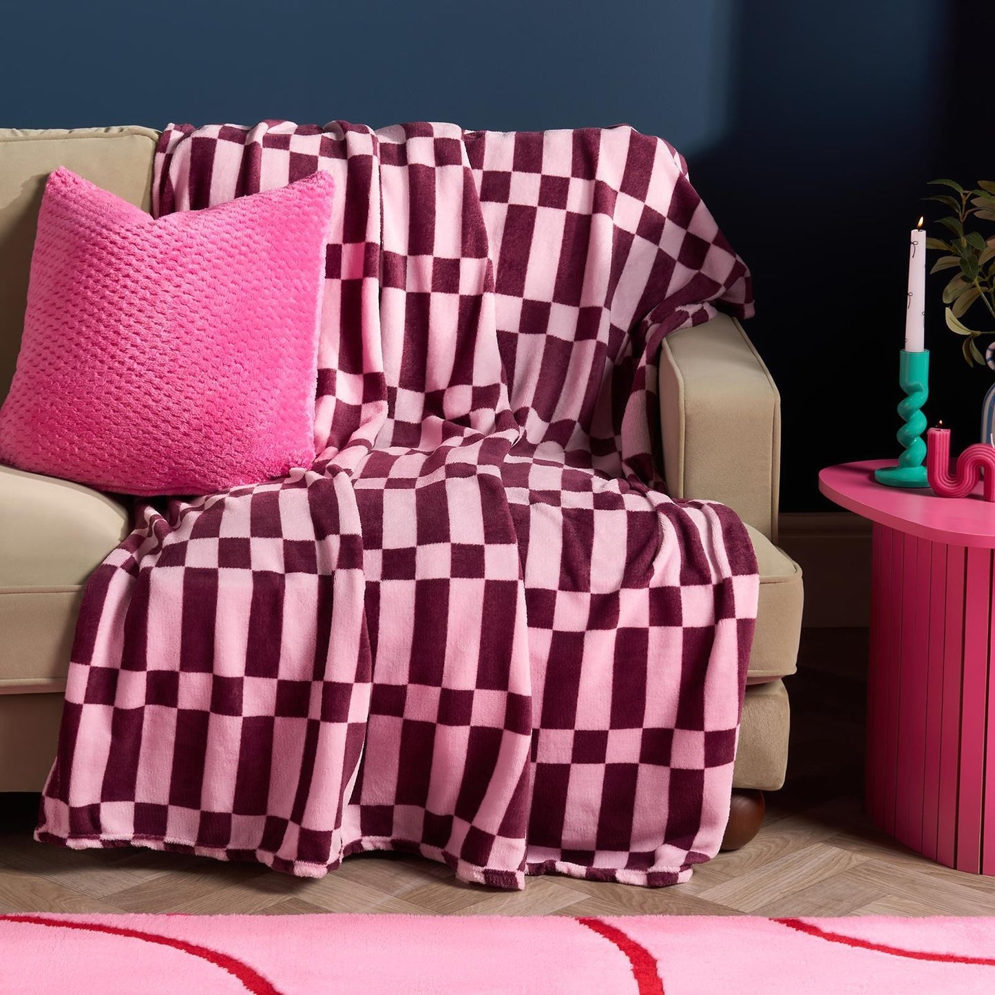 OHS Checkerboard Throw Ultra Soft Blanket Flannel Lightweight Bedspread