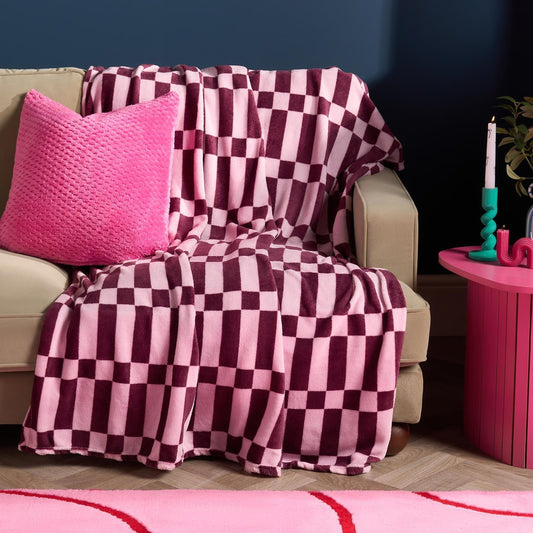 OHS Checkerboard Throw Ultra Soft Blanket Flannel Lightweight Bedspread