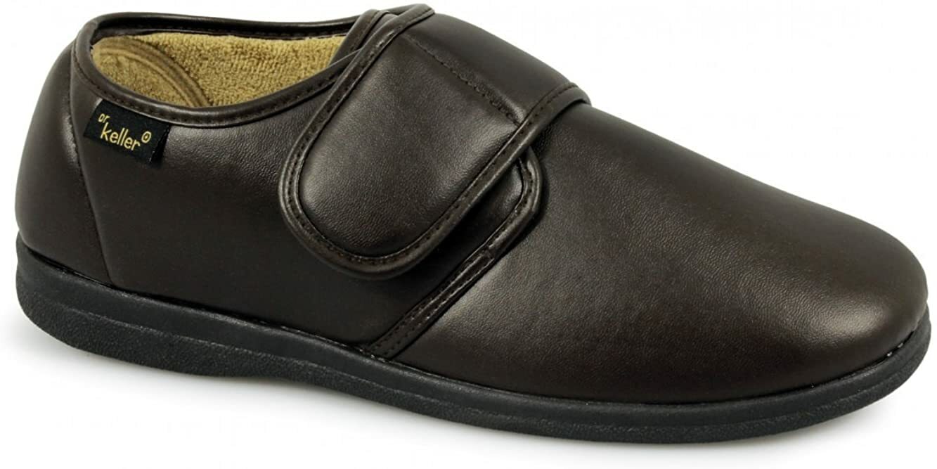 DR KELLER MENS SLIPPERS STRAP FLEECE UPPER WARM  CUSHIONED CASUAL SLIP ON SHOES