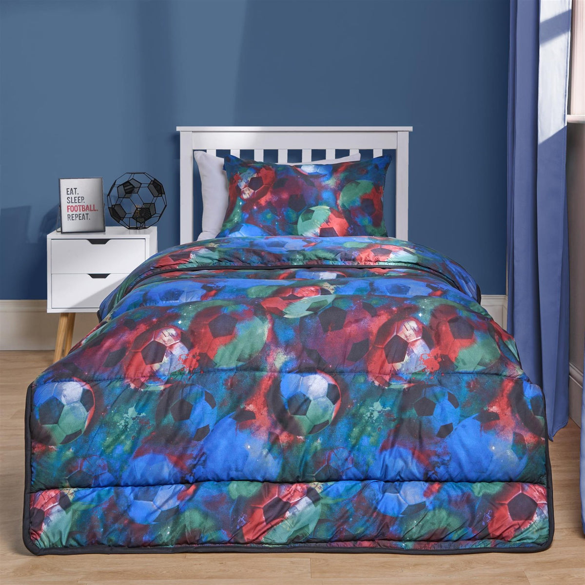 Football Coverless 10.5 Tog Duvet Pillowcase Quilted Set Kids Single Bed Cover