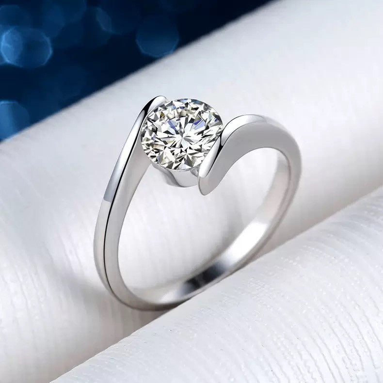 925 Sterling Silver Crystal Stone Adjustable Ring Women Girls Jewellery Gift UK