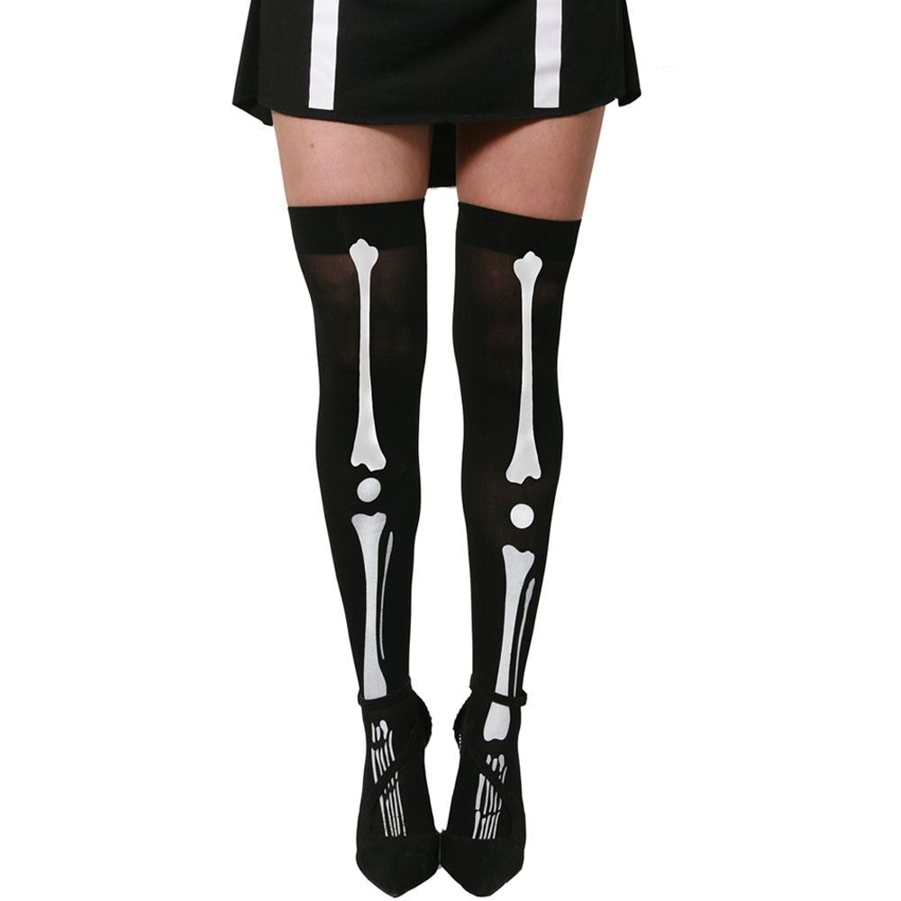 LADIES SKELETON COSTUME BLACK SKATER DRESS HALLOWEEN FANCY DRESS SIZES UK 6/18