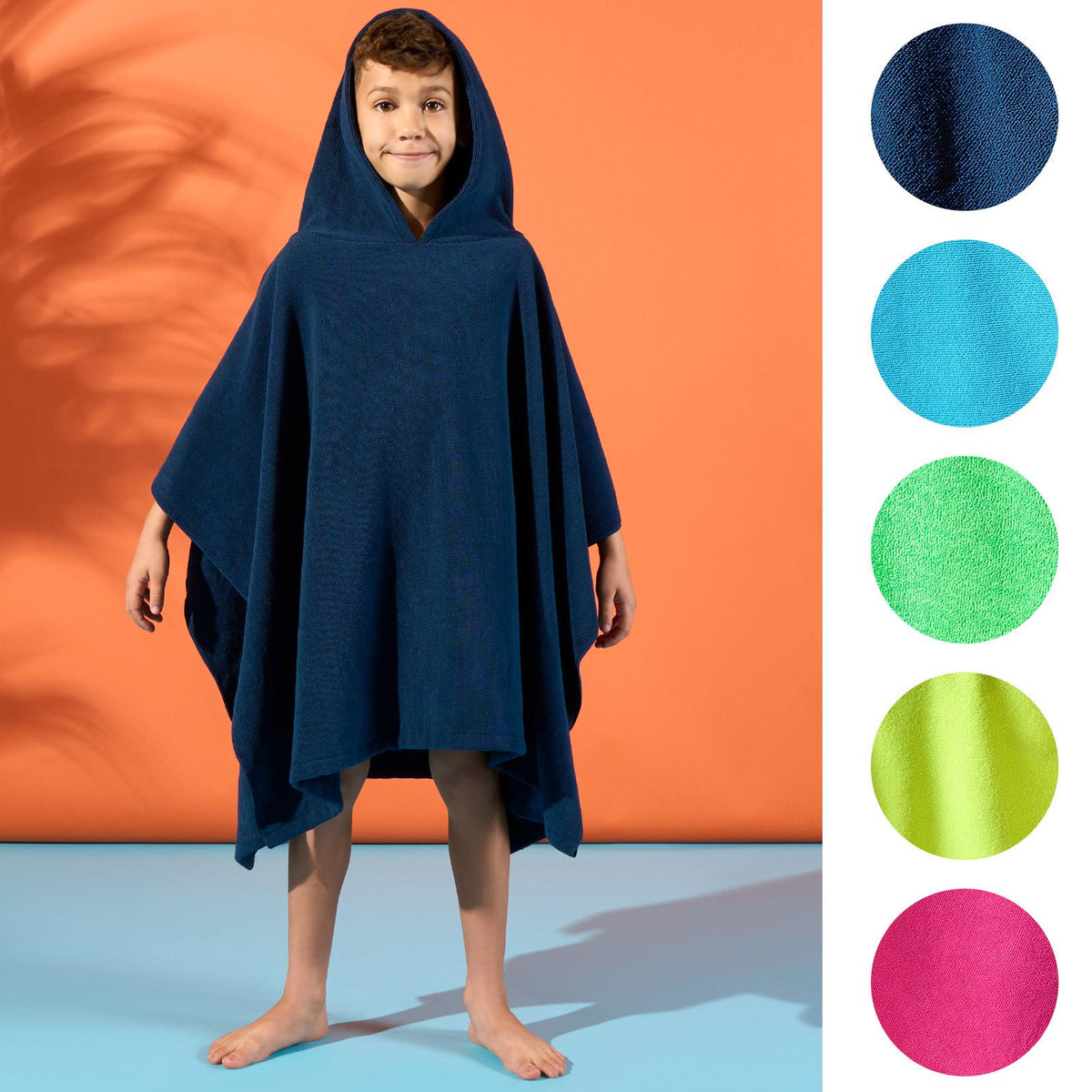 Brentfords Poncho Towel Childrens Absorbent Hood Quick Drying Beach Travel Robe